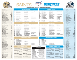 Saints Offense Panthers Offense Saints Defense