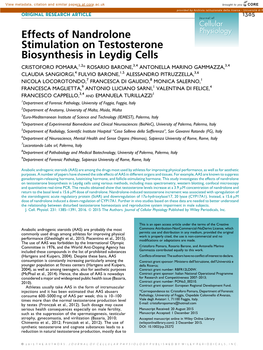 Effects of Nandrolone Stimulation on Testosterone Biosynthesis