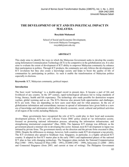 The Development of Ict and Its Political Impact in Malaysia