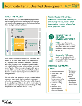 Northgate Transit Oriented Development FACT SHEET