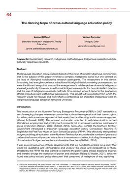 The Dancing Trope of Cross-Cultural Language Education Policy | Janine Oldfield and Vincent Forrester 64