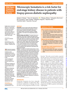 Microscopic Hematuria Is a Risk Factor for End-Stage Kidney Disease In