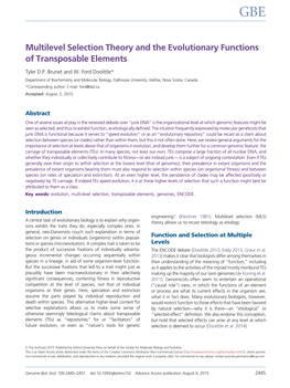 Multilevel Selection Theory and the Evolutionary Functions of Transposable Elements