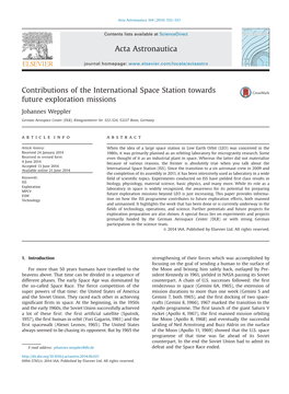 Contributions of the International Space Station Towards Future Exploration Missions