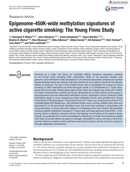 Epigenome-450K-Wide Methylation Signatures of Active Cigarette Smoking: the Young Finns Study