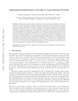 Arxiv:1409.6241V1 [Cs.SI] 22 Sep 2014 the Fastest Existing Method for Computing BC Is Due to Brandes [4]