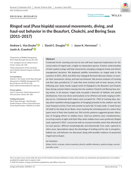 Ringed Seal (Pusa Hispida) Seasonal Movements, Diving, and Haul-Out Behavior in the Beaufort, Chukchi, and Bering Seas (2011–2017)