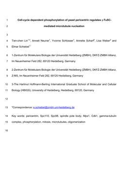Cell-Cycle Dependent Phosphorylation of Yeast Pericentrin Regulates Γ-Tusc
