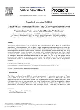 Geochemical Characterization of the Calacoa Geothermal Zone