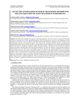 Use of the Generalized Integral Transform Method for Solving Equation of Mass Transfer in Food Drying