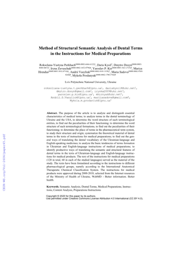 Method of Structural Semantic Analysis of Dental Terms in the Instructions for Medical Preparations