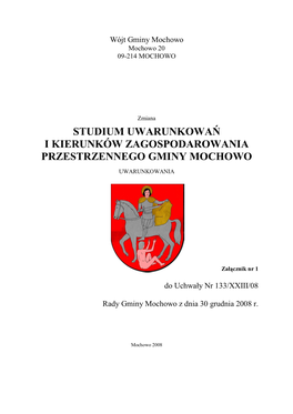 Studium Uwarunkowań I Kierunków Zagospodarowania Przestrzennego Gminy Mochowo