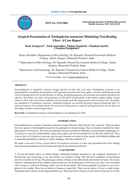 Atypical Presentation of Trichophyton Tonsurans Mimicking Non-Healing