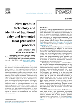 New Trends in Technology and Identity of Traditional Dairy and Fermented