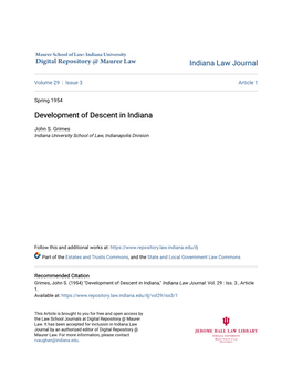 Development of Descent in Indiana