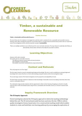 Timber, a Sustainable and Renewable Resource