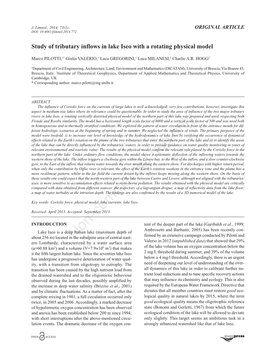 Study of Tributary Inflows in Lake Iseo with a Rotating Physical Model