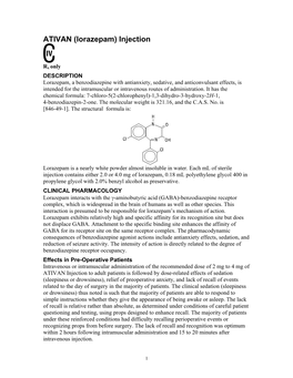 ATIVAN (Lorazepam) Injection