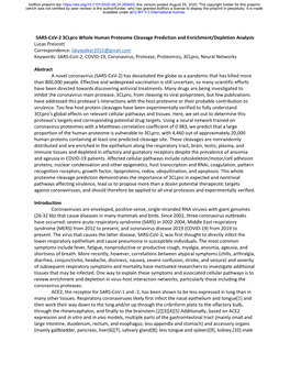 SARS-Cov-2 3Clpro Whole Human Proteome Cleavage