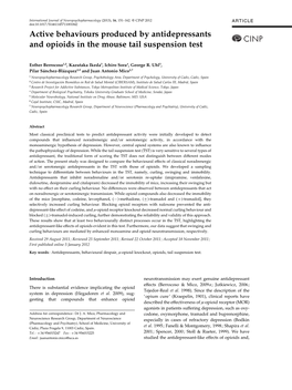 Active Behaviours Produced by Antidepressants and Opioids in the Mouse Tail Suspension Test