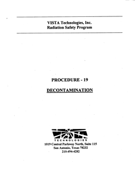 VISTA Technologies, Inc. Radiation Safety Program, Procedure