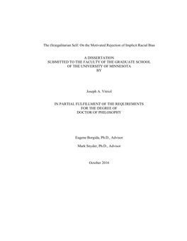 The (In)Egalitarian Self: on the Motivated Rejection of Implicit Racial Bias