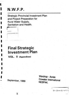 N.W.F.P. Final Strategic Investment Plan