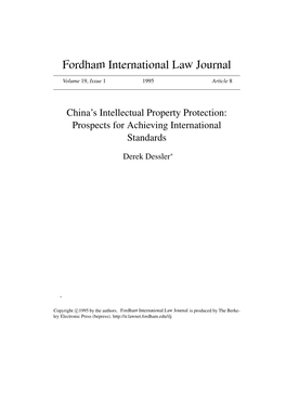 China's Intellectual Property Protection: Prospects for Achieving International Standards