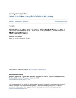 Family Preservation and Fatalities: the Effect of Policy on Child Maltreatment Deaths