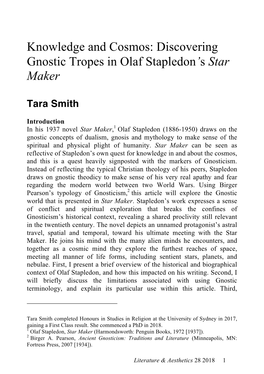 Discovering Gnostic Tropes in Olaf Stapledon's Star Maker