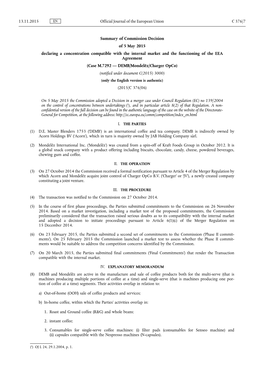 Summary of Commission Decision of 5 May 2015 Declaring A