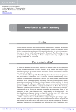 Introduction to Cosmochemistry