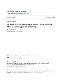 An Analysis of Lithic Debitage from Mound C at the Winterville Mounds Archaeological Site (22WS500)