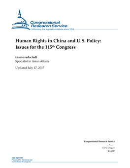 Human Rights in China and US Policy