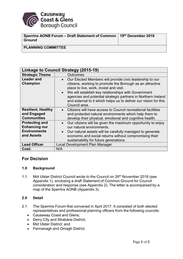 For Decision Linkage to Council Strategy