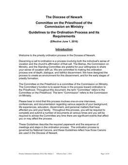 Priestly Ordination Guidelines 2016-2 Rev Marks 2 Effective June 1, 2016 Page 1 of 43