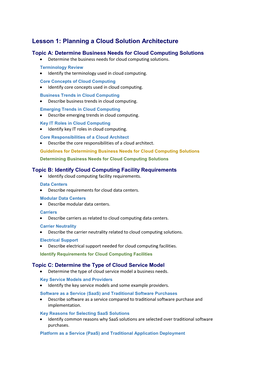 Lesson 1: Planning a Cloud Solution Architecture