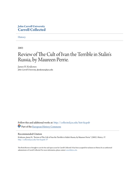 Review of the Cult of Ivan the Terrible in Stalin's Russia, by Maureen Perrie