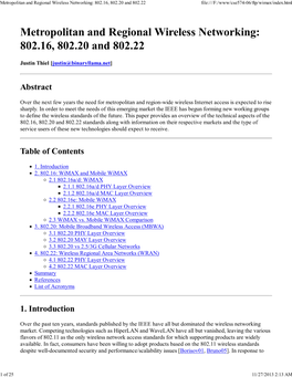 802.16, 802.20 and 802.22 File:///F:/Www/Cse574-06/Ftp/Wimax/Index.Html