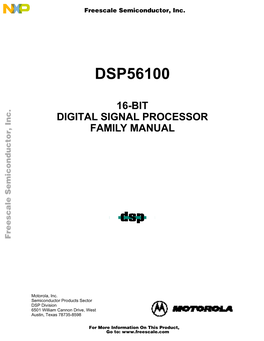 Dsp56100 16-Bit Digital Signal Processor Family Manual