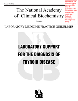 NACB LMPG Thyroid Disease