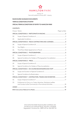 Racecourse Guidance Documents Terms & Conditions