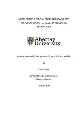 Accelerating Digital Forensic Searching Through Gpgpu Parallel Processing Techniques