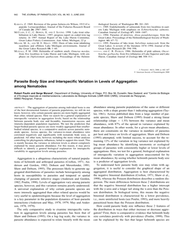 Parasite Body Size and Interspecific Variation in Levels of Aggregation