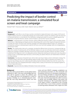 Predicting the Impact of Border Control on Malaria Transmission