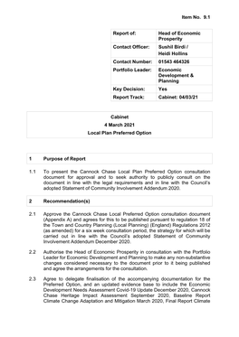 Report-Local Plan Preferred Option