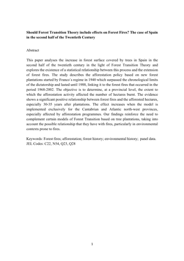 Should Forest Transition Theory Include Effects on Forest Fires? the Case of Spain in the Second Half of the Twentieth Century