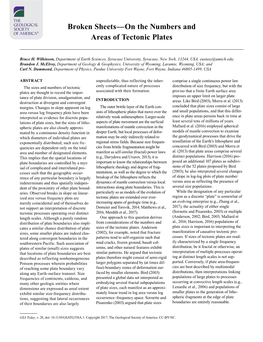 Broken Sheets—On the Numbers and Areas of Tectonic Plates