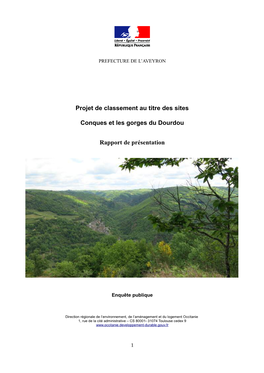 Projet De Classement Au Titre Des Sites Conques Et Les Gorges Du Dourdou