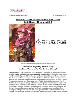 Sword Art Online Alternative: Gun Gale Online Gets Blu-Ray Release in 2019